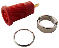 HIRSCHMANN TEST AND MEASUREMENT 972355101 香蕉测试连接器, 4mm, 插座, 面板安装, 25 A, 1 kV, 镀金触芯, 红色