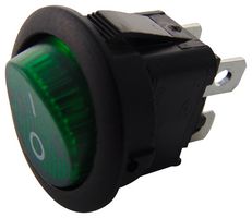 APEM MR210R5LBG Rocker Switch, On-Off, DPST, Illuminated, Panel Mount, Green, MR Series