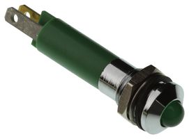 CML INNOVATIVE TECHNOLOGIES 19040351 发光二极管指示器 面板安装, 缎面镀铬面板, 绿色, 24 VDC, 8 mm, 20 mA, 32 mcd, IP67