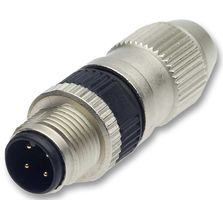 HARTING 21 03 111 1405 传感器连接器, HARAX Series, M12, 公, 4路, IDC / IDT插头, 直形线缆安装