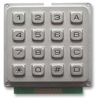 MULTICOMP MCAK1604NSSBWPMM 键盘, 4 x 4, 矩阵, 金属, 20 mA, 24 V