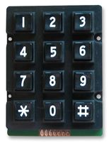 MULTICOMP MCAK207NBBWWP 键盘, 3 x 4, 矩阵, 塑料, 20 mA, 24 V