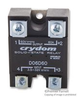 SENSATA/CRYDOM D06D60 固态继电器, SPST-常开, 60 A, 60 VDC, 面板安装, 螺丝, DC开关