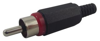 LUMBERG XSTO 1 R 音频/视频连接器, RCA(音频), 2 触点, 插头, 镀镍触芯, ABS(丙烯腈 - 丁二烯 - 苯乙烯)主体, 红色, 3.25 mm
