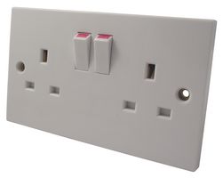 PRO ELEC 9798 开关插座,13A,250V,2路,双极,白色模制,英国主线,白色