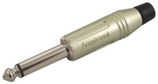 AMPHENOL AUDIO ACPM-GN Phone Audio Connector, 2 Contacts, Plug, 6.35 mm, Cable Mount, Nickel Plated Contacts, Metal Body