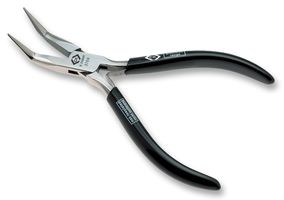 CK TOOLS T3769 Pliers, 150mm Length, Sensoplus ESD Bent Snipe Nose, Induction Hardened Blades