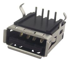 MOLEX 67643-2910 连接器, USB, USB A, USB 2.0, 插座, 4 路, 通孔安装, 直角型