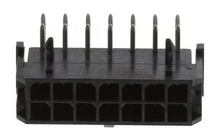 MOLEX 43045-1402 引脚针座, 线至板, 3 mm, 2 排, 14 触点, 通孔直角, Micro-Fit 3.0 43045 Series