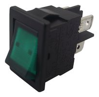 ARCOLECTRIC / BULGIN LIMITED H8553VBNAE Rocker Switch, Off-On, DPST, Illuminated, Panel Mount, Green, 8500 Series