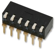 MULTICOMP PRO MCEPI-06 DIP / SIP开关, 6 电路, 钢琴键, 通孔安装, SPST, 24 V, 25 mA