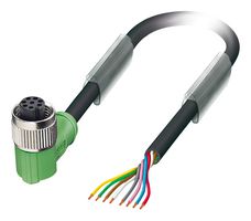 PHOENIX CONTACT 1522642 Sensor Cable, 90° M12 Receptacle, Free End, 8 Positions, 5 m, 16.4 ft