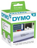 DYMO 99012 Label, Address, Identification, 36mm H x 89mm W, Paper, Black on White, 520