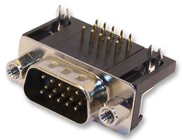 MULTICOMP SPC15254 D Sub Connector, Right Angle, HD15, Standard, Plug, 15 Contacts, DA, Solder
