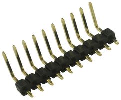 MULTICOMP PRO MC34755 引脚针座, 板至板, 2.54 mm, 1 排, 10 触点, 通孔直角, MC34