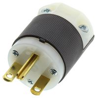 HUBBELL WIRING DEVICES HBL5666C Power Entry Connector, Power Entry, 15 A, Black, White, Nylon (Polyamide) Body, 250 V
