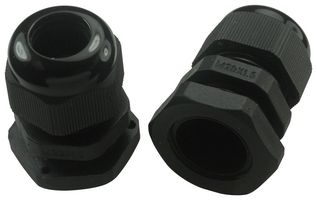 MULTICOMP PRO M20DB Cable Gland, Metric with Locknut, IP65, M20, 6 mm, 12 mm, Nylon (Polyamide), Black, IP65