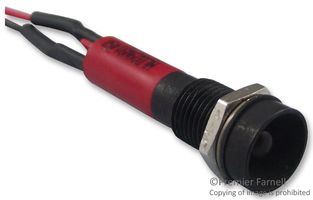 NLD ELECTRONIC NLD29W914500500 LED Panel Mount Indicator, Black Chrome Bezel, Red, 28 V, 8 mm, 17 mA, 1.25 cd, IP67