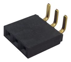 SAMTEC SSW-103-02-G-S-RA PCB Receptacle, Board-to-Board, 2.54 mm, 1 Rows, 3 Contacts, Through Hole Mount Right Angle, SSW
