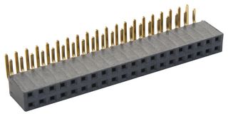 SAMTEC SSW-120-02-G-D-RA PCB Receptacle, Board-to-Board, 2.54 mm, 2 Rows, 40 Contacts, Through Hole Mount Right Angle, SSW