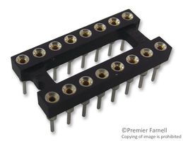 ARIES 16-3518-10 IC & Component Socket, 16 Contacts, DIP, 2.54 mm, 518, 7.62 mm, Beryllium Copper