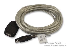 EATON TRIPP LITE U026-016 USB Cable, Type A Plug to Type A Receptacle, 4.88 m, 16 ft, USB 2.0, Black