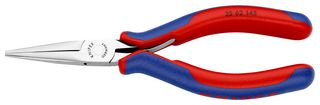 KNIPEX 35 62 145 Pliers, 115mm Length, Half-round Long Jawed Mirror Polished Electronic, Dual Component Handles