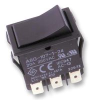 OMRON ELECTRONIC COMPONENTS A8G-107-1-24 翘板开关, DPDT, 不发光, 面板安装, 黑色, A8G Series