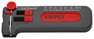 KNIPEX 12 80 040 SB Mini Stripping Tool, 100mm, 36-26 AWG / 0.12-0.4mm Wires, 15mm Lengths