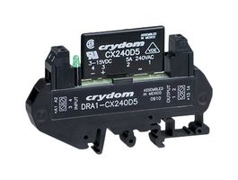 SENSATA/CRYDOM DRA1-CX240D5-B 固态继电器, SPST-常闭, 5 A, 280 VAC, DIN轨安装, 笼型弹簧夹, 零交叉