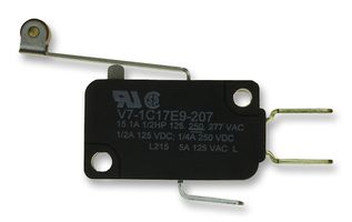 HONEYWELL V7-1C17E9-207 Microswitch, Miniature, Roller Lever, SPDT, Quick Connect, 15 A, 250 V