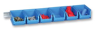 ALLIT PROFIPLUS SET 2/7 Storage Bin, 6-Piece Set with Metal Rail, Blue, 75mm x 165mm x 165mm