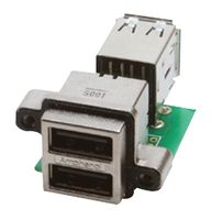 AMPHENOL COMMUNICATIONS SOLUTIONS MUSBC31130 USB堆叠连接器, USB A, USB 2.0, 8 路, 直角型, 磷青铜, 镀金触芯