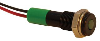 APEM Q6F3BXXG24E 发光二极管指示器 面板安装, 黑铬挡板, 绿色, 24 VDC, 6 mm, 20 mA, 8 mcd, IP67
