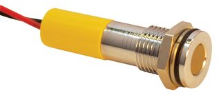APEM Q8F3CXXY24E 发光二极管指示器 面板安装, 光亮镀铬面板, 黄色, 24 VDC, 8 mm, 20 mA, 6 mcd, IP67