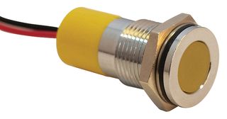 APEM Q14F3CXXY12E 发光二极管指示器 面板安装, 光亮镀铬面板, 黄色, 12 VDC, 14 mm, 20 mA, 4 mcd, IP67