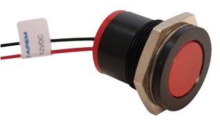 APEM Q22F7BXXR24E 发光二极管指示器 面板安装, 黑铬挡板, 红色, 24 VDC, 22 mm, 40 mA, 70 mcd, IP67