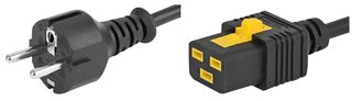 SCHURTER 6051.2043 主电源线, 电源插头至IEC 60320 C19, 欧式, 2 m, 16 A, 250 VAC, 黑色