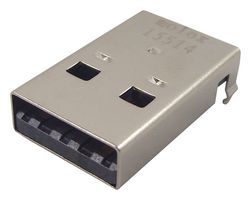 MOLEX 48037-0001 连接器, USB, USB A, USB 2.0, 插头, 4 路, 通孔安装, 直角型