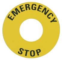 CAMDENBOSS CCTTBES Nameplate, E-Stop, Round, 60mm, Yellow