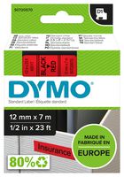 DYMO 45017 标签打印机胶带, 胶粘, 红底黑字, 7M