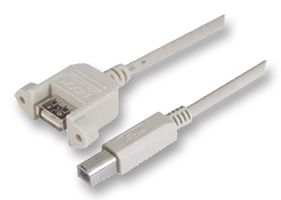 L-COM UPMAB-03M USB线缆, B型插头至A型插座, 300 mm, 11.8 ", USB 2.0, 灰色