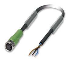 PHOENIX CONTACT 1669712 Sensor Cable, PUR, M8 Receptacle, Free End, 3 Positions, 1.5 m, 4.9 ft