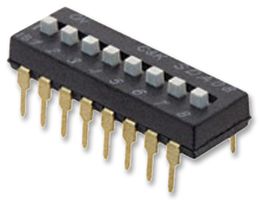 C&K COMPONENTS SDA08H1BD DIP / SIP开关, 8 电路, 滑动式, 通孔安装, SPST, 5 V, 100 mA
