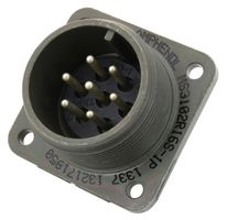 AMPHENOL INDUSTRIAL MS3102R16S-1P.. 圆形连接器, MIL-DTL-5015 系列, MS3102 Series, 盒式安装插座, 7 触点, 焊接引脚, 螺纹