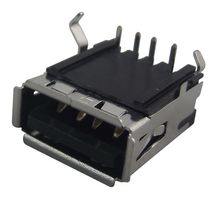 MOLEX 67643-2911 连接器, USB, USB A, USB 2.0, 插座, 4 路, 通孔安装, 直角型