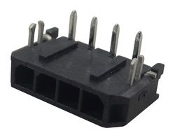 MOLEX 43650-0403 引脚针座, 线至板, 3 mm, 1 排, 4 触点, 通孔直角, Micro-Fit 3.0 43650 Series