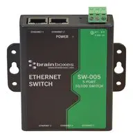 BRAINBOXES SW-005 Switch, 5 Ports, Commercial, Unmanaged Fast Ethernet, Desktop / Wall, RJ45 x 5, 10Mbps, 100Mbps