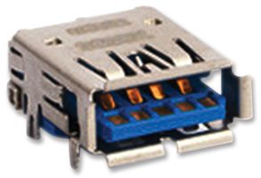 MOLEX 48392-0003 USB Connector, USB Type A, USB 3.0, Receptacle, 9 Ways, Through Hole Mount, Right Angle