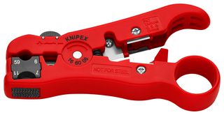 KNIPEX 16 60 06 SB Cable Stripping Tool for Coaxial Cables, Two Adjustable Blades